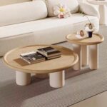 Gaoliang Coffee Table Japanese Wabi-sabi Natural Ash Wood Round Nordic OEM/ODM (KF74)