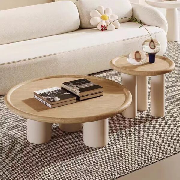 Gaoliang Coffee Table Japanese Wabi-sabi Natural Ash Wood Round Nordic OEM/ODM (KF74)