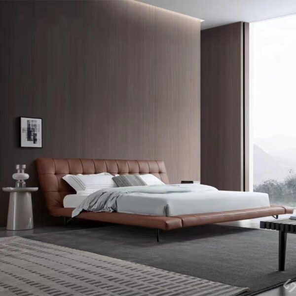 Gaoliang Bed Modern Luxury Unique Design Upholstered Genuine Leather Beds OEM/ODM (RC02)