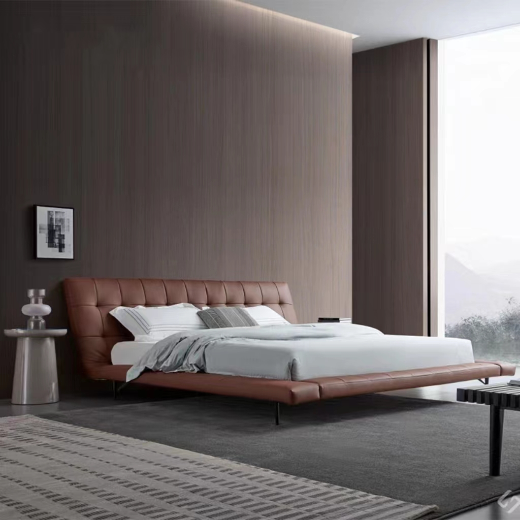 Gaoliang Bed Modern Luxury Unique Design Upholstered Genuine Leather Beds OEM/ODM (RC02)