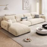 Gaoliang Sofa Set Modern Home l Shape White Velvet Fabric Sectional Corner Couch OEM/ODM (SF30)