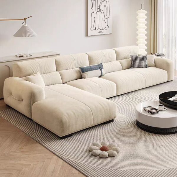 Gaoliang Sofa Set Modern Home l Shape White Velvet Fabric Sectional Corner Couch OEM/ODM (SF30)