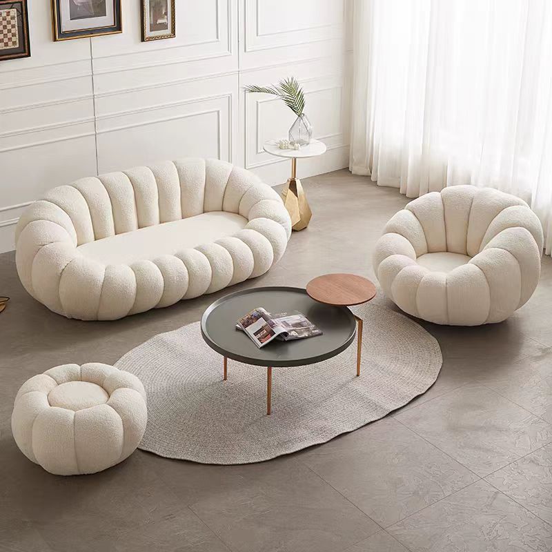 Gaoliang Sofa Pink Lamb Wool Fabric Cloud Bubble Couch Luxury Sofa Set OEM/ODM (SF58)