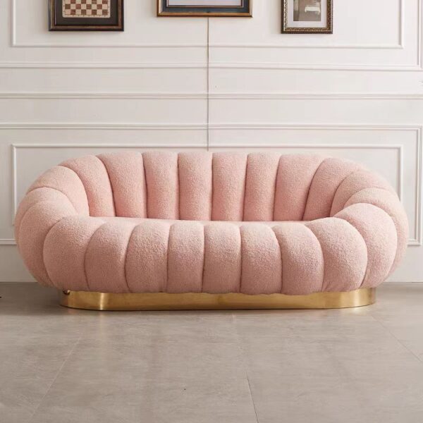 Gaoliang Sofa Pink Lamb Wool Fabric Cloud Bubble Couch Luxury Sofa Set OEM/ODM (SF58)
