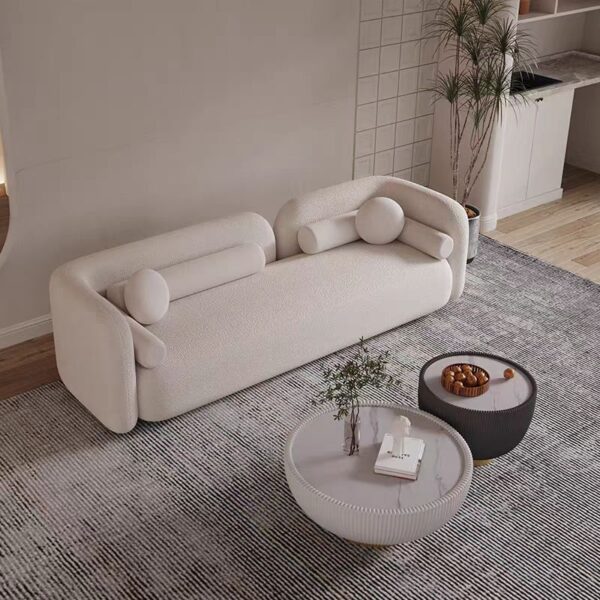 Gaoliang Sofa Nordic Furniture Design Modern Teddy White Fabric 3 Seater Sectional Couch OEM/ODM (SF59)