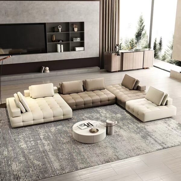 Gaoliang Sofa Luxury U Shaped Genuine Leather Sectional Corner l Shape Sofa Set OEM/ODM (SF63)