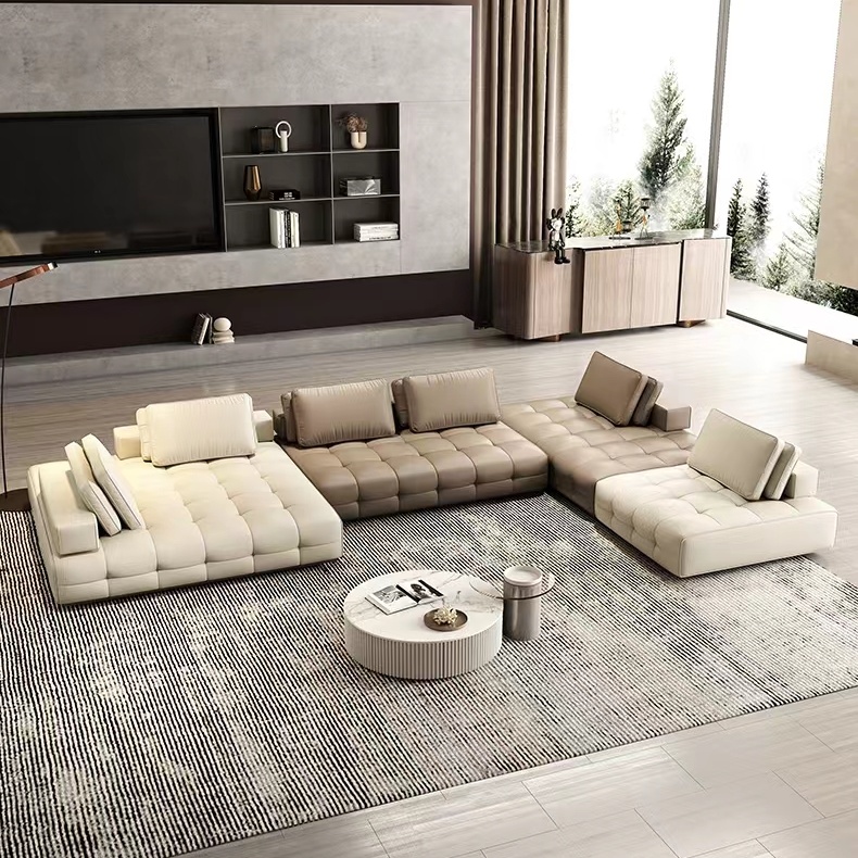 Gaoliang Sofa Luxury U Shaped Genuine Leather Sectional Corner l Shape Sofa Set OEM/ODM (SF63)