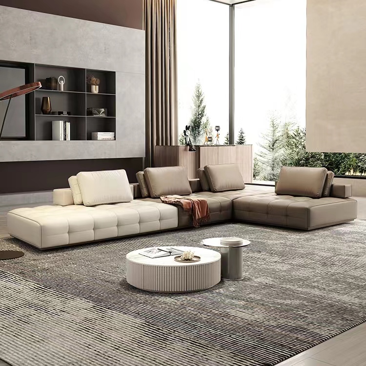 Gaoliang Sofa Luxury U Shaped Genuine Leather Sectional Corner l Shape Sofa Set OEM/ODM (SF63)