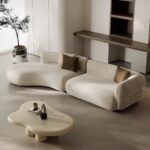 Gaoliang Sofa Modern White Velvet Fabric Curved Sectional Sofa Cloud Corner Couch OEM/ODM (SF76)