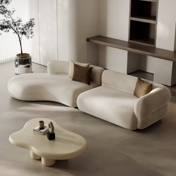 Gaoliang Sofa Modern White Velvet Fabric Curved Sectional Sofa Cloud Corner Couch OEM/ODM (SF76)