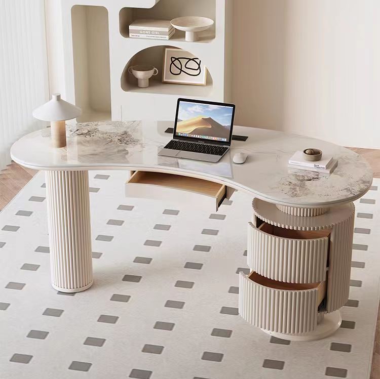 Gaoliang Office Desks Luxury Design Modern Executive White Marble Stone Top OEM/ODM (SZ17)