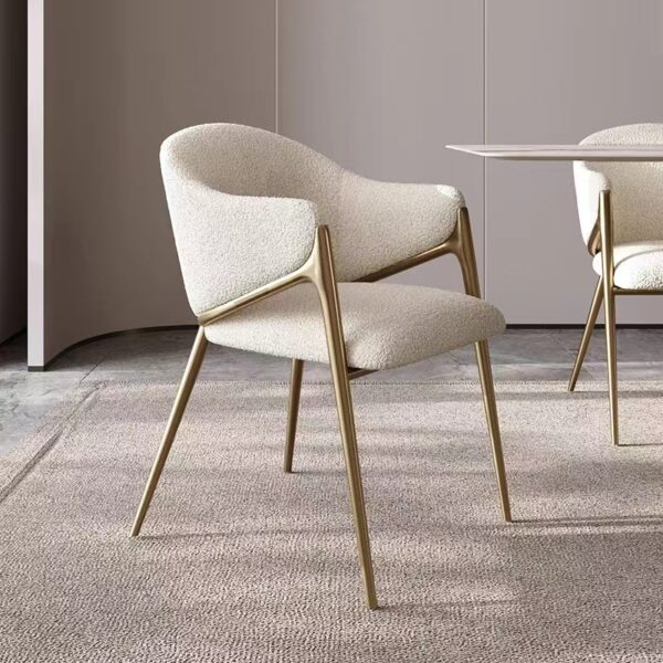 Gaoliang Dining Chair Luxury Teddy Modern Upholstered Boucle Velvet Cream Style OEM/ODM (YZ106)