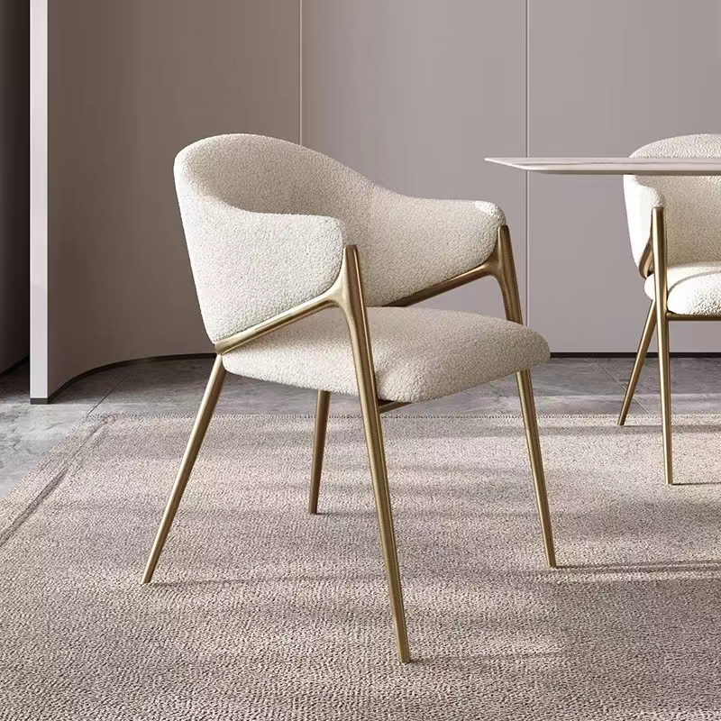 Gaoliang Dining Chair Luxury Teddy Modern Upholstered Boucle Velvet Cream Style OEM/ODM (YZ106)