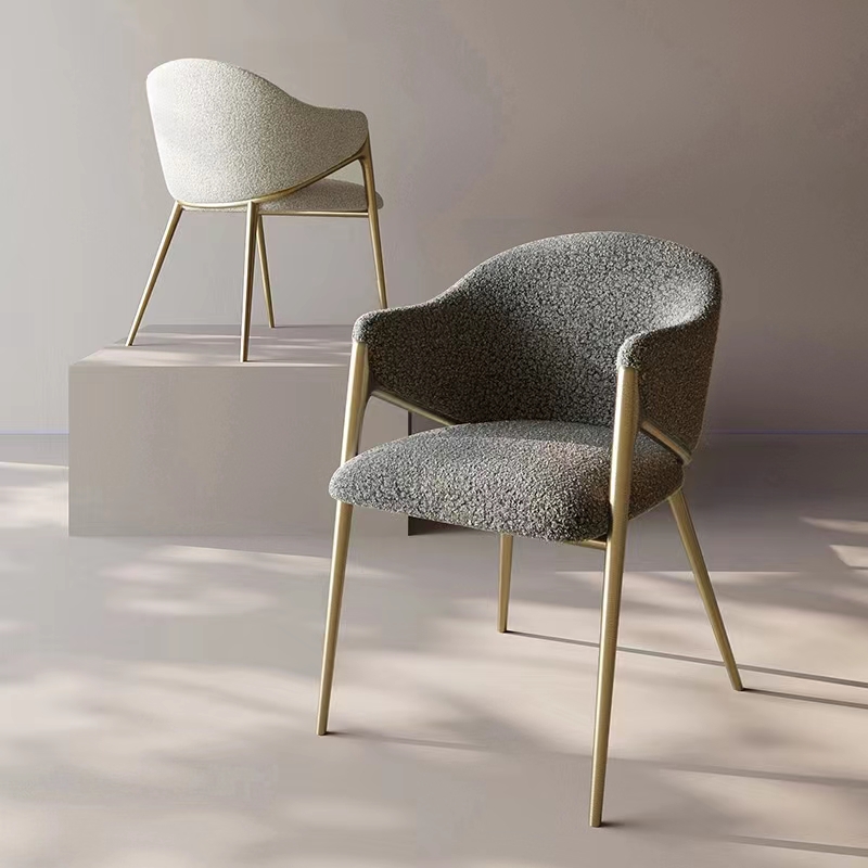 Gaoliang Dining Chair Luxury Teddy Modern Upholstered Boucle Velvet Cream Style OEM/ODM (YZ106)