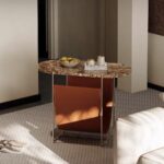 Gaoliang Side Table Modern Oval Saddle Leather Stone Top Light Luxury Sofa Corner Table OEM/ODM (BJ94)
