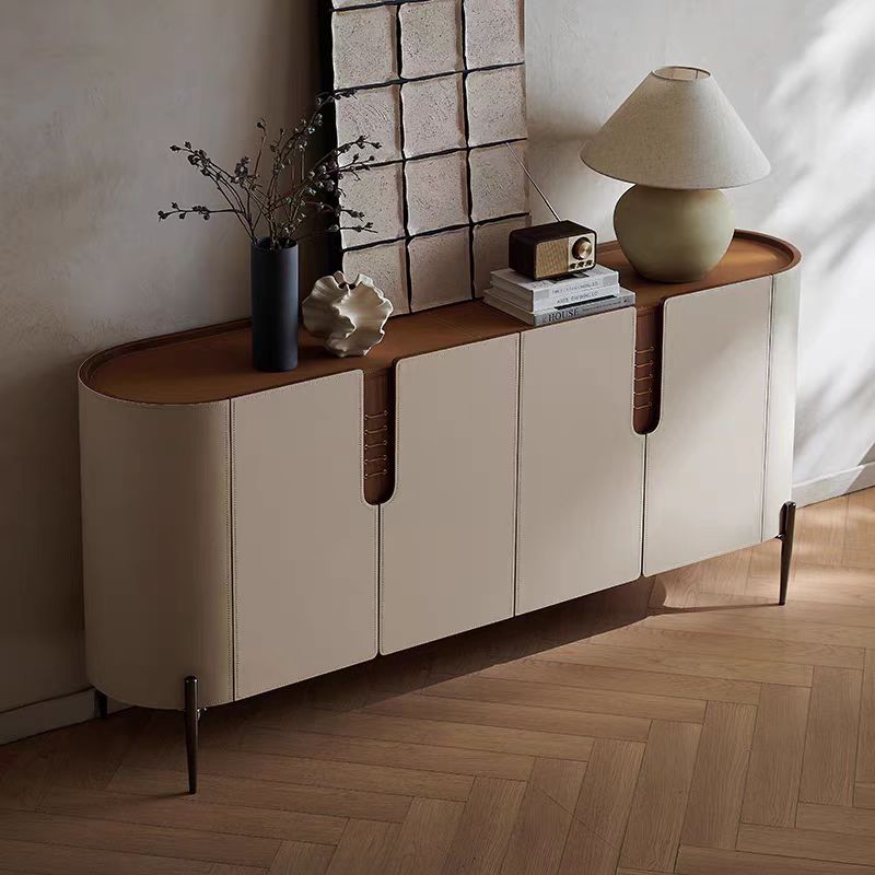 Gaoliang Sideboard Cabinet Modern Minimalist Luxury Italian Saddle Leather Storage Sideboard OEM/ODM (GZ105)