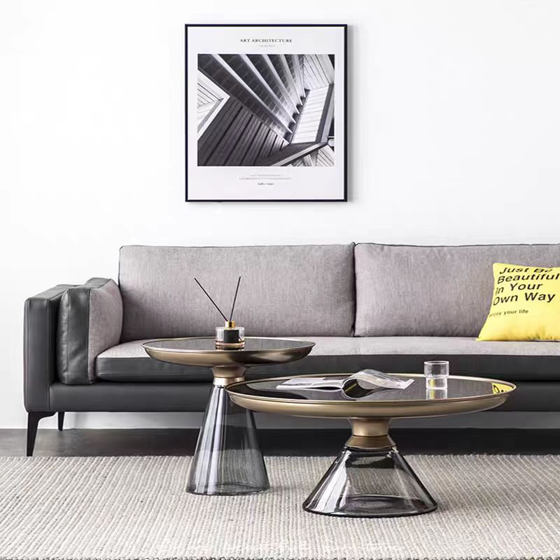Gaoliang Coffee Table Tempered Glass Modern Round Combination Coffee Table OEM/ODM (KF141)