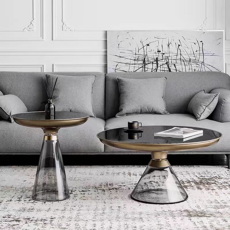 Gaoliang Coffee Table Tempered Glass Modern Round Combination Coffee Table OEM/ODM (KF141)