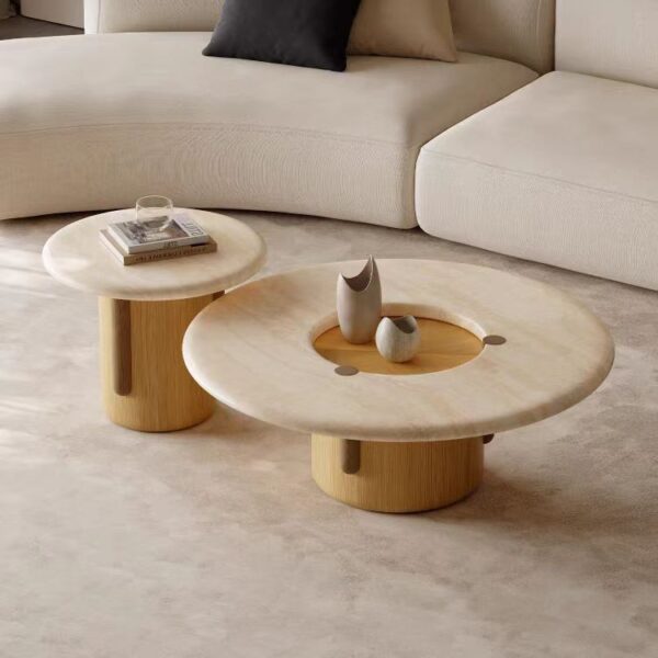 Gaoliang Coffee Table set Modern Round Circular Stone Tope Marble Coffee Table OEM/ODM (KF337)