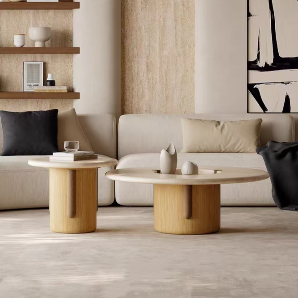 Gaoliang Coffee Table set Modern Round Circular Stone Tope Marble Coffee Table OEM/ODM (KF337)