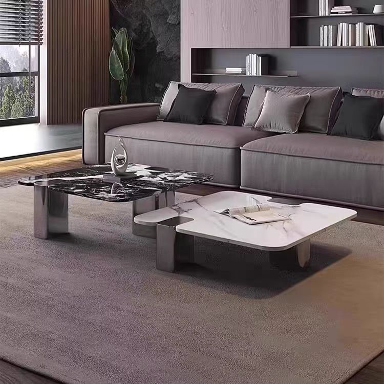 Gaoliang Coffee Table for Living Room Modern Stainless Steel Legs Stone Coffee Table OEM/ODM (KF338)