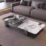 Gaoliang Coffee Table for Living Room Modern Stainless Steel Legs Stone Coffee Table OEM/ODM (KF338)