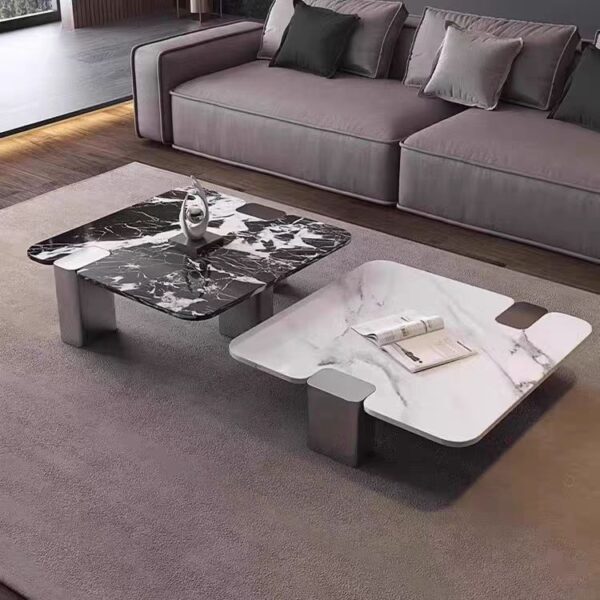 Gaoliang Coffee Table for Living Room Modern Stainless Steel Legs Stone Coffee Table OEM/ODM (KF338)