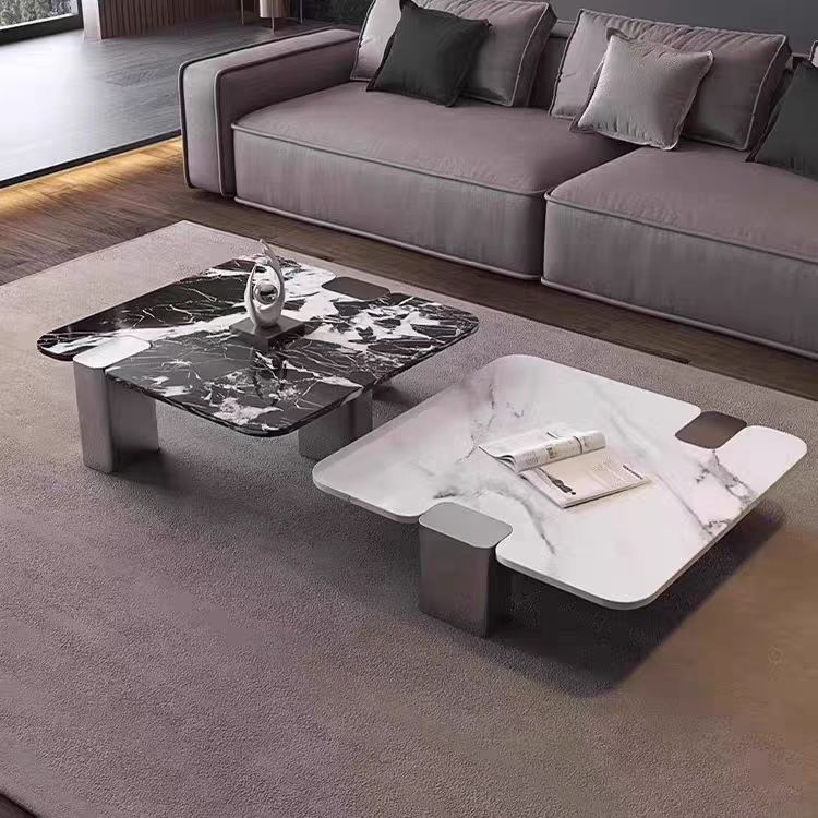 Gaoliang Coffee Table for Living Room Modern Stainless Steel Legs Stone Coffee Table OEM/ODM (KF338)