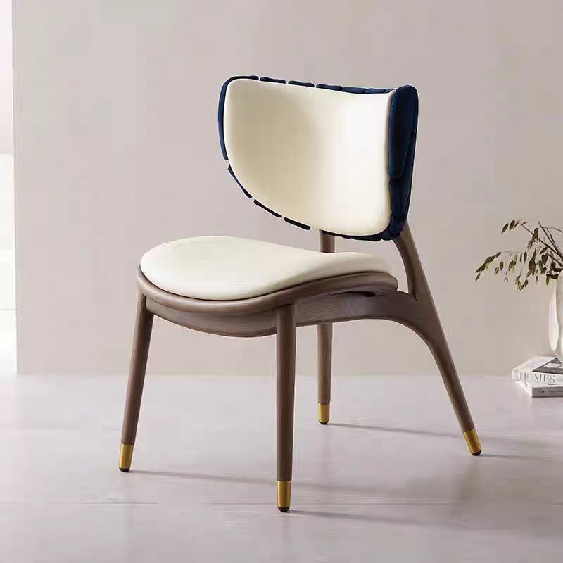 Gaoliang Dining Chair for Sale Light Luxury Leather High Quality Backrest Solid Wood Frame OEM/ODM (YZ198)