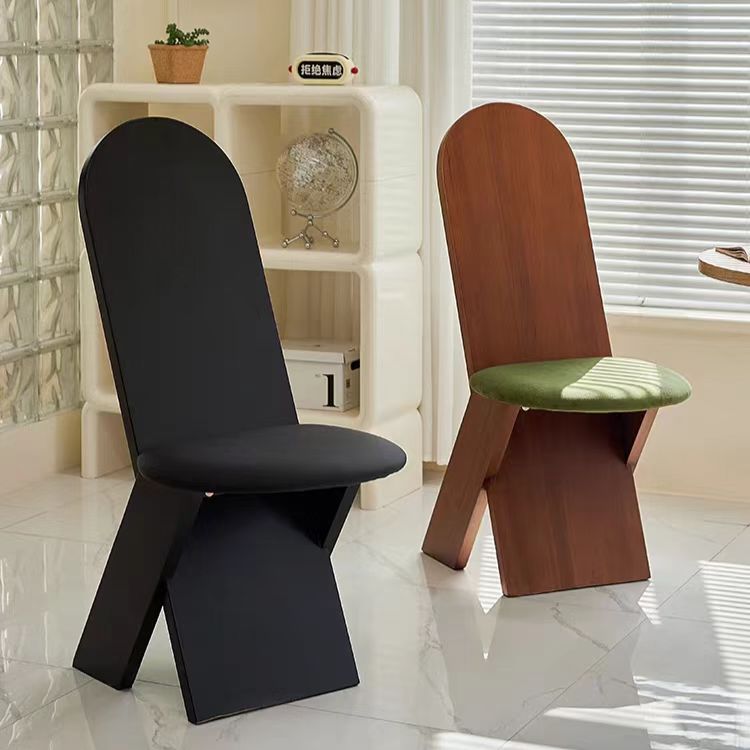 Dining Chair Mid Century Modern Minimalist Ash Wood High Back Velvet