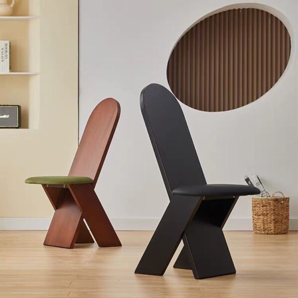 Dining Chair Mid Century Modern Minimalist Ash Wood High Back Velvet