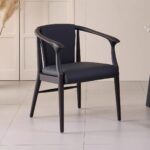 Gaoliang Dining Chair with Armrests Solid Wood Frame Genuine Leather Dining Chair OEM/ODM (YZ209)