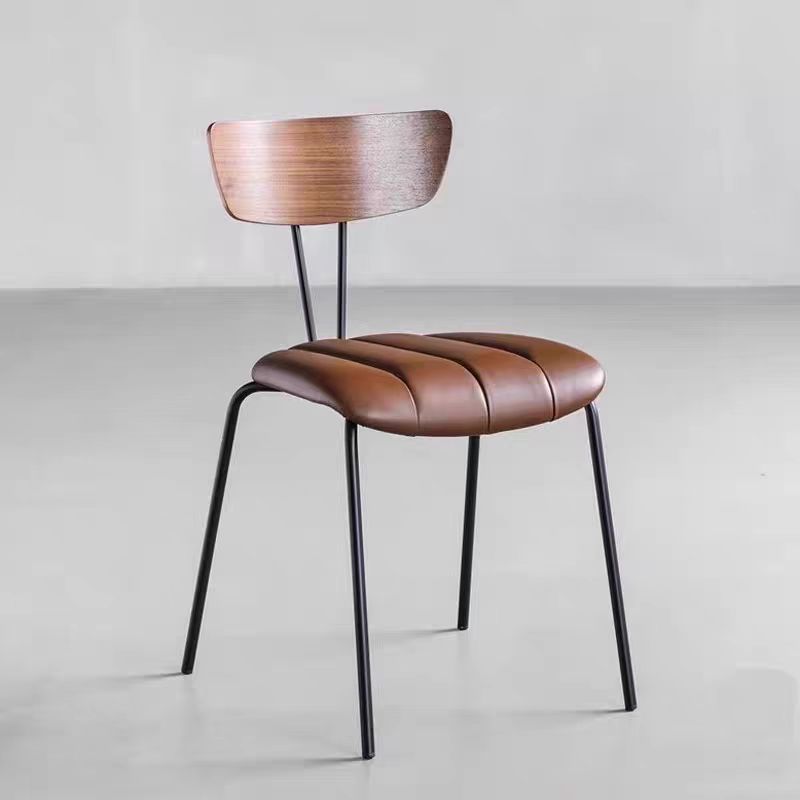 Gaoliang Dining Chair Italian Minimalist Iron Metal Legs Leather Dining Chair OEM/ODM (YZ43)