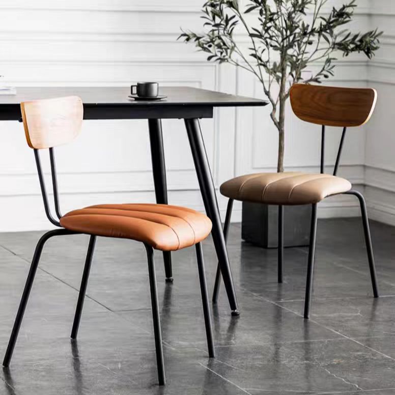 Gaoliang Dining Chair Italian Minimalist Iron Metal Legs Leather Dining Chair OEM/ODM (YZ43)
