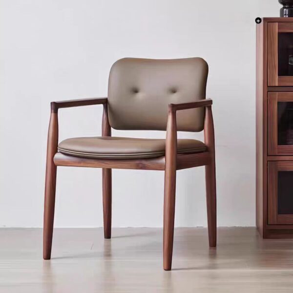 Gaoliang Dining Chair with Arms Solid Wood Mid Century Leather Dining Chair OEM/ODM (YZ96)
