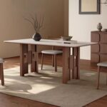 Gaoliang Dining Table Set for Dining Room Medieval Style Walnut Color Creative Kitchen Table OEM/ODM (CZ209)