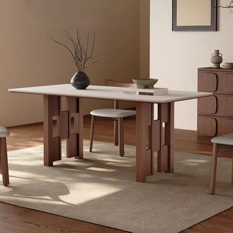 Gaoliang Dining Table Set for Dining Room Medieval Style Walnut Color Creative Kitchen Table OEM/ODM (CZ209)