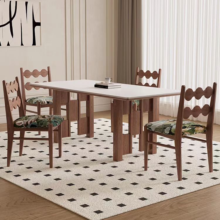 Gaoliang Dining Table Set for Dining Room Medieval Style Walnut Color Creative Kitchen Table OEM/ODM (CZ209)