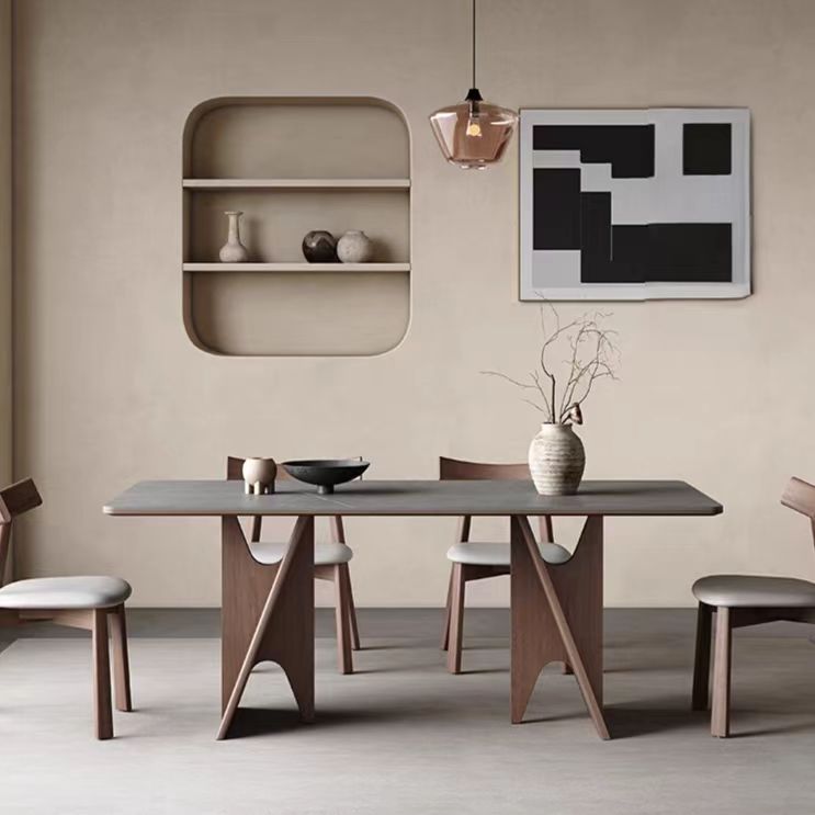 Gaoliang Dining Table and Chairs Solid Ash Wood Legs Stone Top Kitchen Table OEM/ODM (CZ210)