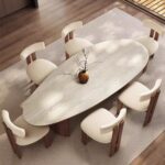 Gaoliang Dining Table Marble Top Oval Dining Table 8 Seater for Dining Room OEM/ODM (CZ214)