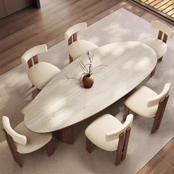 Gaoliang Dining Table Marble Top Oval Dining Table 8 Seater for Dining Room OEM/ODM (CZ214)