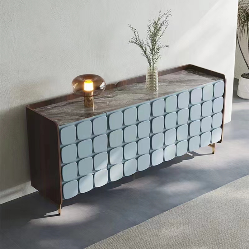 Gaoliang Storage Cabinet Modern Luxury Stone Top Blue Sideboard Cabinet OEM/ODM (GZ113)