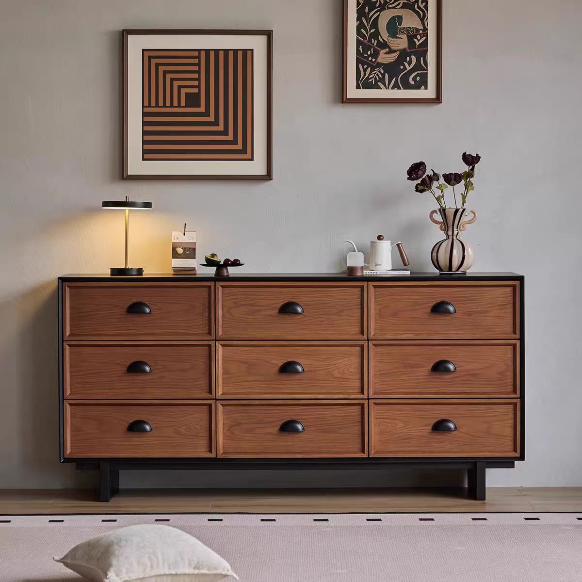 Gaoliang Sideboard Cabinet French Retro Solid Wood Chest of Drawer of Bedroom Cabinets Furniture OEM/ODM (GZ176)