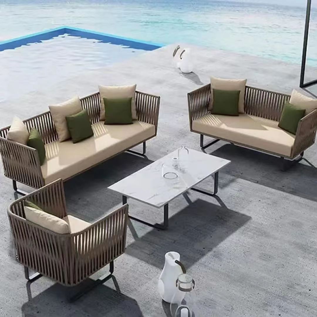 Gaoliang Outdoor Sofa with Chaise Modern Aluminum Waterproof Garden Sofa Set Sale OEM/ODM(HWSF15)