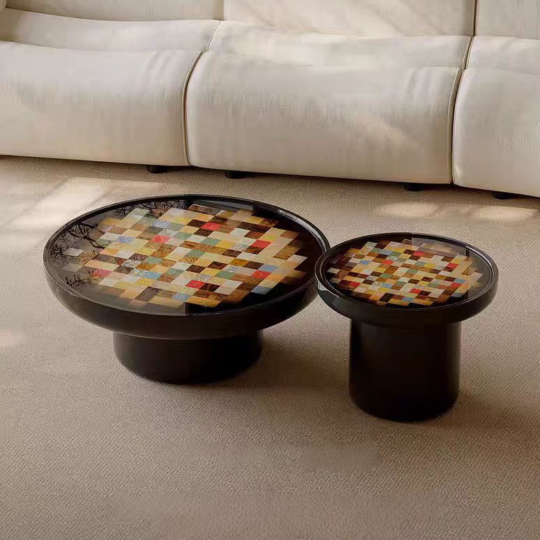 Gaoliang Coffee Table for Living Room 2025 New Design Colorful Painting Round Coffee Table OEM/ODM (KF342)