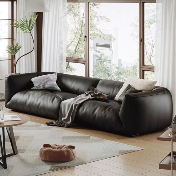 Gaoliang Sofa Modern Hot Selling Black Straight Leather Sofa Set Furniture OEM/ODM (SF72)