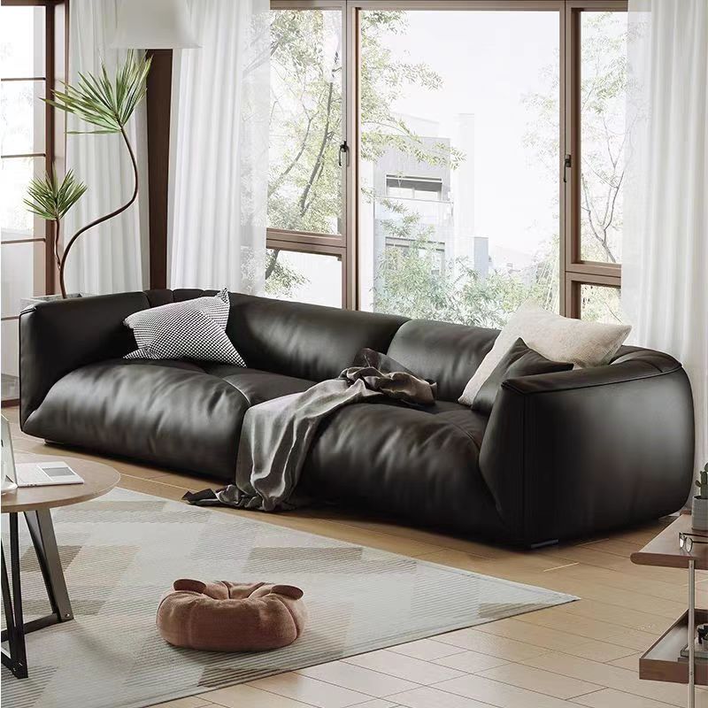 Gaoliang Sofa Modern Hot Selling Black Straight Leather Sofa Set Furniture OEM/ODM (SF72)