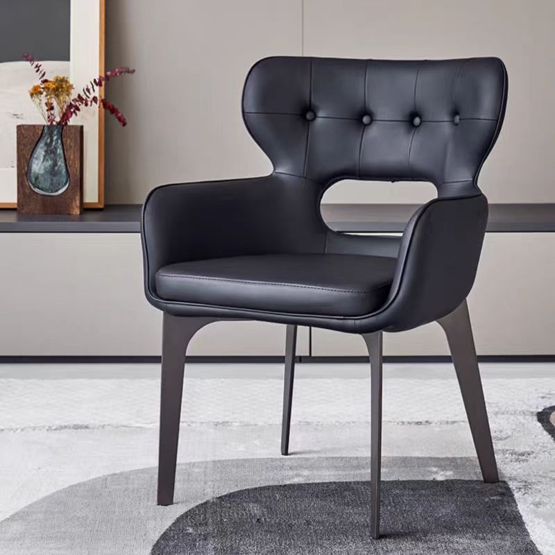 Gaoliang Dining Chair Mid Century Italian Leather Metal Frame Restaurant Dining Chairs OEM/ODM (YZ139)