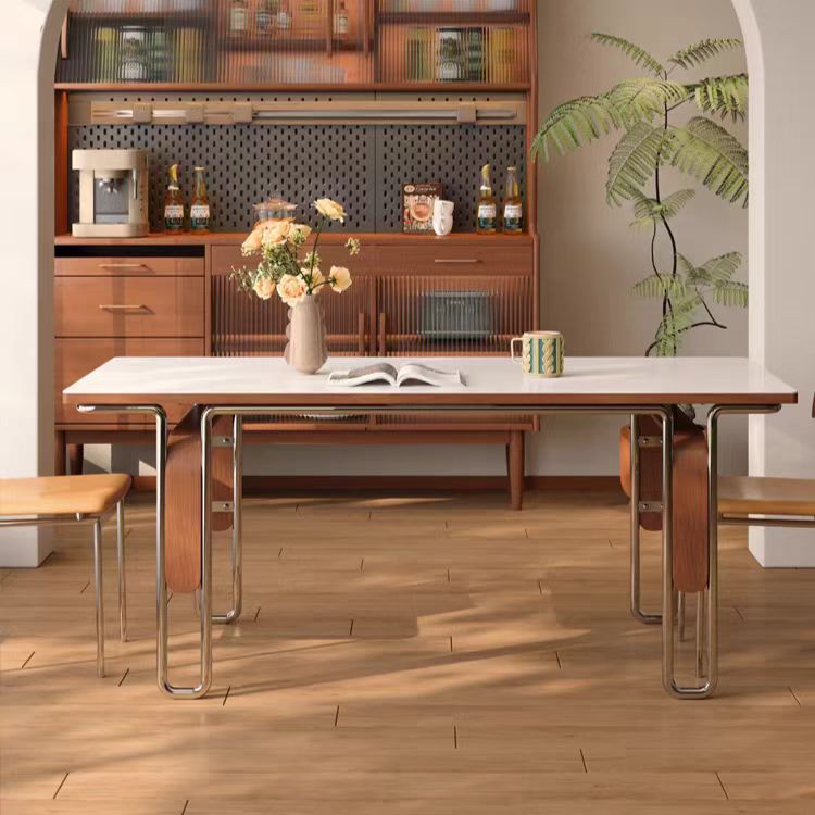 Gaoliang Dining Table Modern Minimalist Metal Legs Dining Table Rectangle OEM/ODM (CZ219)