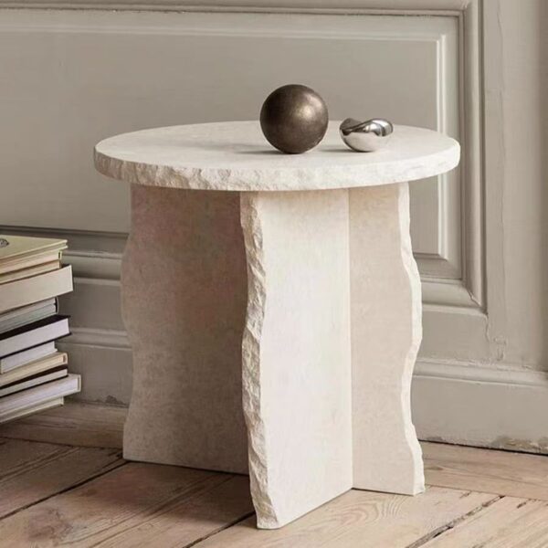 Gaoliang Side Table Modern Cream Travertine Side Table OEM/ODM (BJ114)